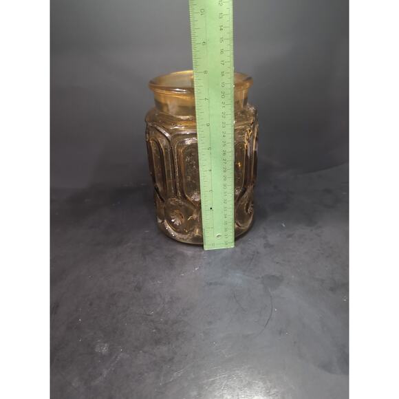 LE Smith Amber Honey Glass Apothecary, Vintage Moon & Stars Canister, 9 Inch Jar - Picture 8 of 9